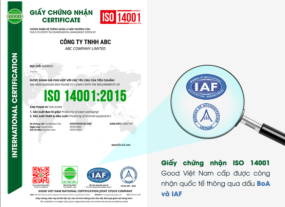 ISO 14001 certification good viet nam iaf