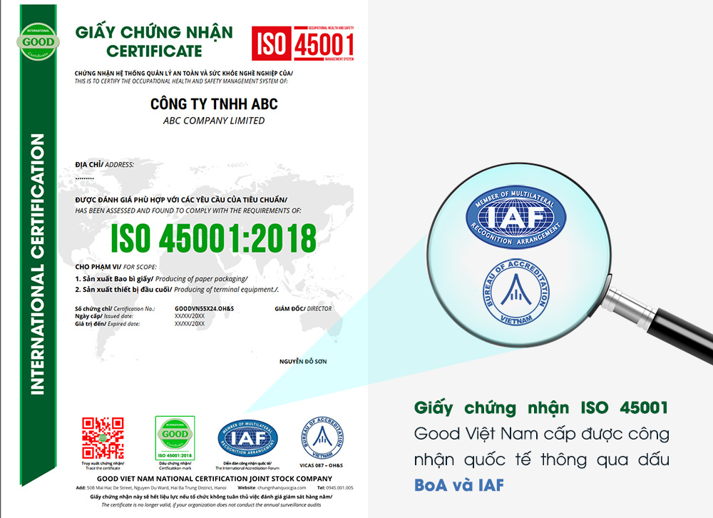 ISO 45001 certification good viet nam iaf