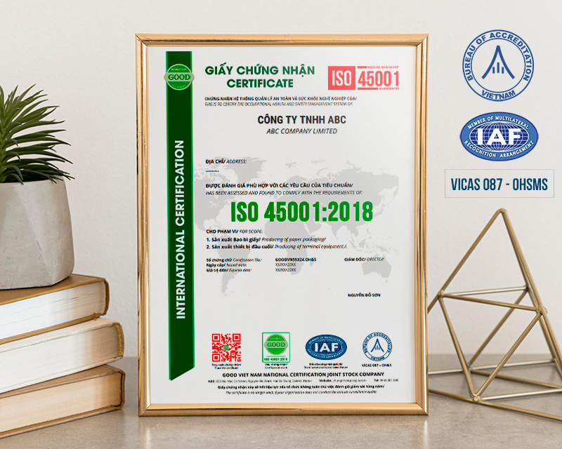 Giấy chứng nhận iso 45001 good viet nam